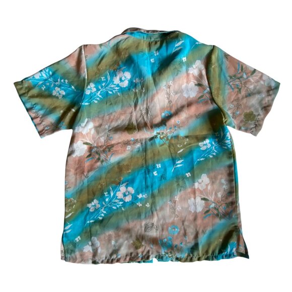 Klozstudio Large Tropical Floral Short Sleeve Button-Up Shirt Hawaii Beach Retro - Picture 2 of 3